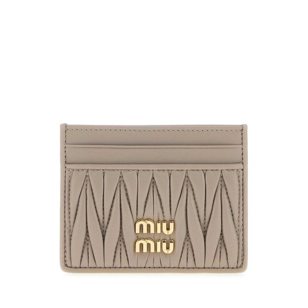 Miu Miu Women Dove Grey Leather Card Holder